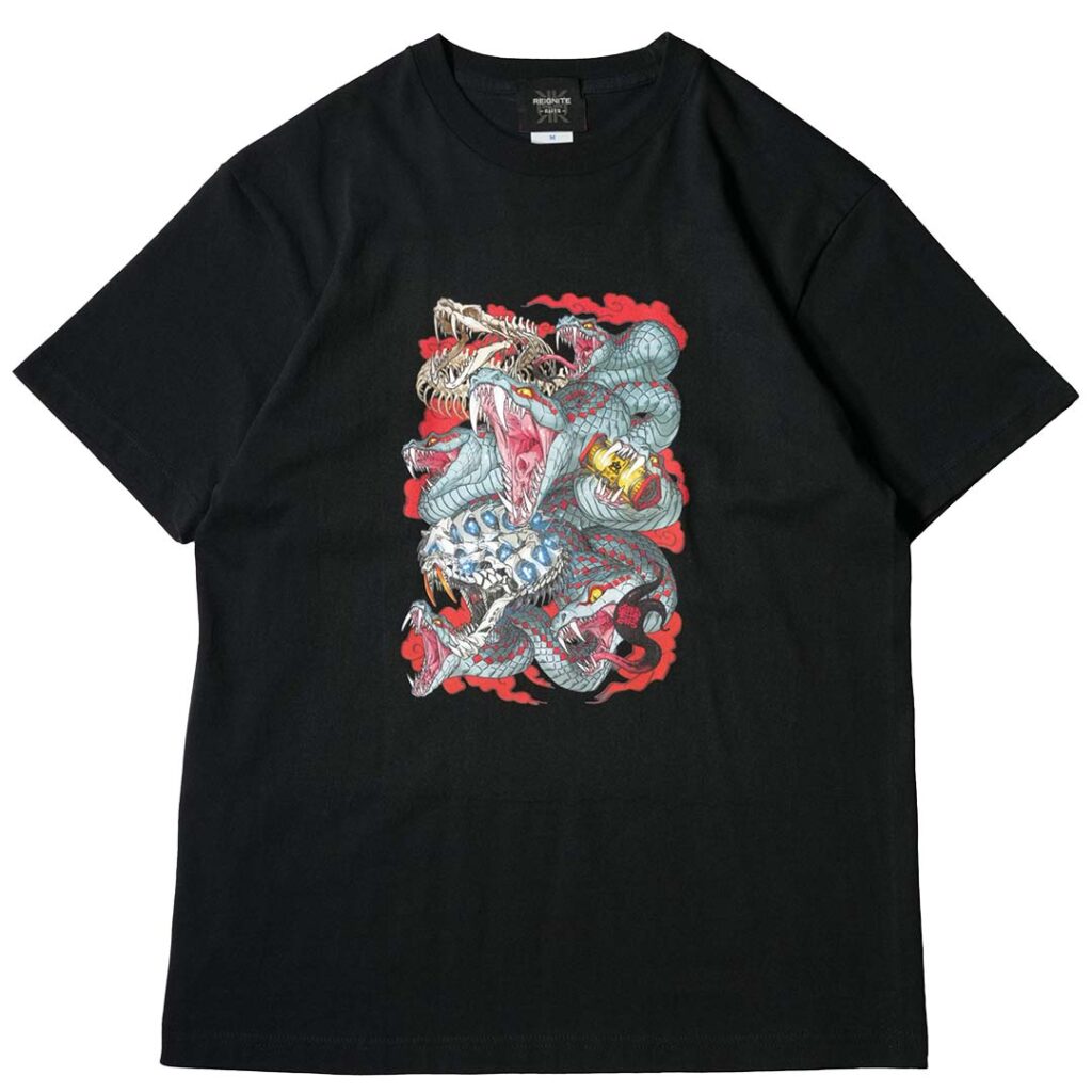 REIGNITE 2025 S_S メインビジュアル ヤマタノオロチ Tシャツ 黒