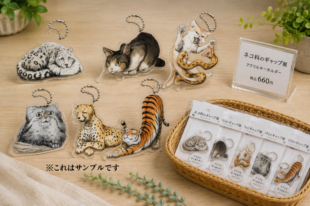 ネコ科のギャップ展 グッズ モックアップ アクリルキーホルダー