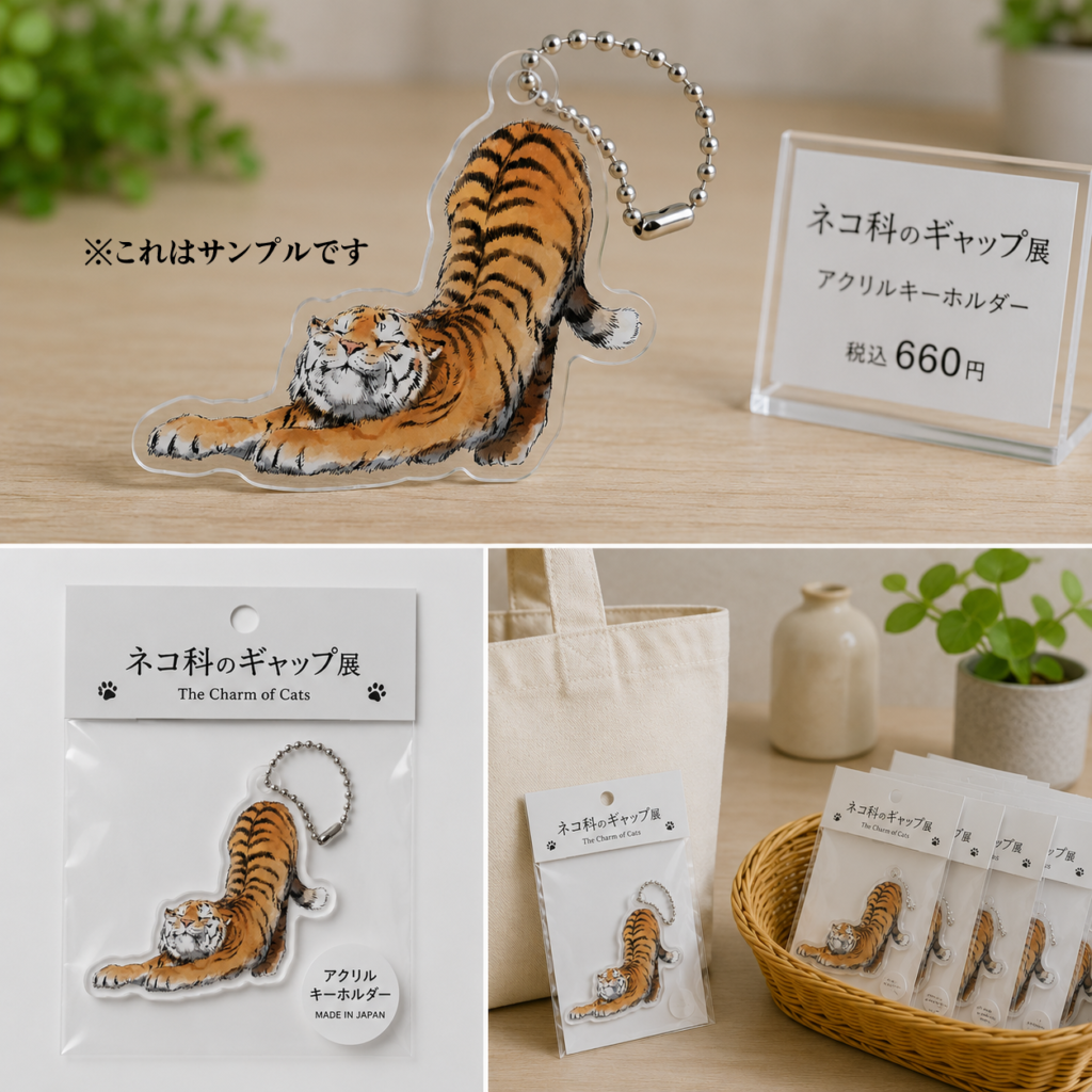 ネコ科のギャップ展 グッズ モックアップ アクリルキーホルダー トラ