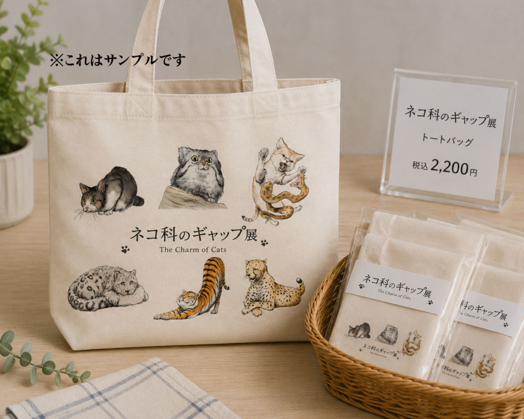 ネコ科のギャップ展 グッズ モックアップ トートバッグ